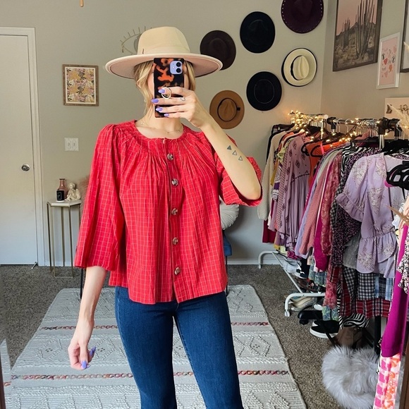 NEW Madewell Pintuck Swing Top in Windowpane Jacquard - Picture 8 of 10